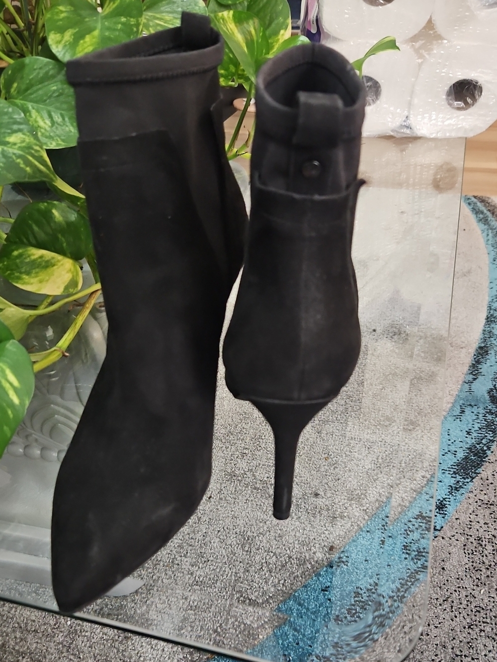 Jones New York Black Suede Pointed-Toe Stiletto Ankle Booties